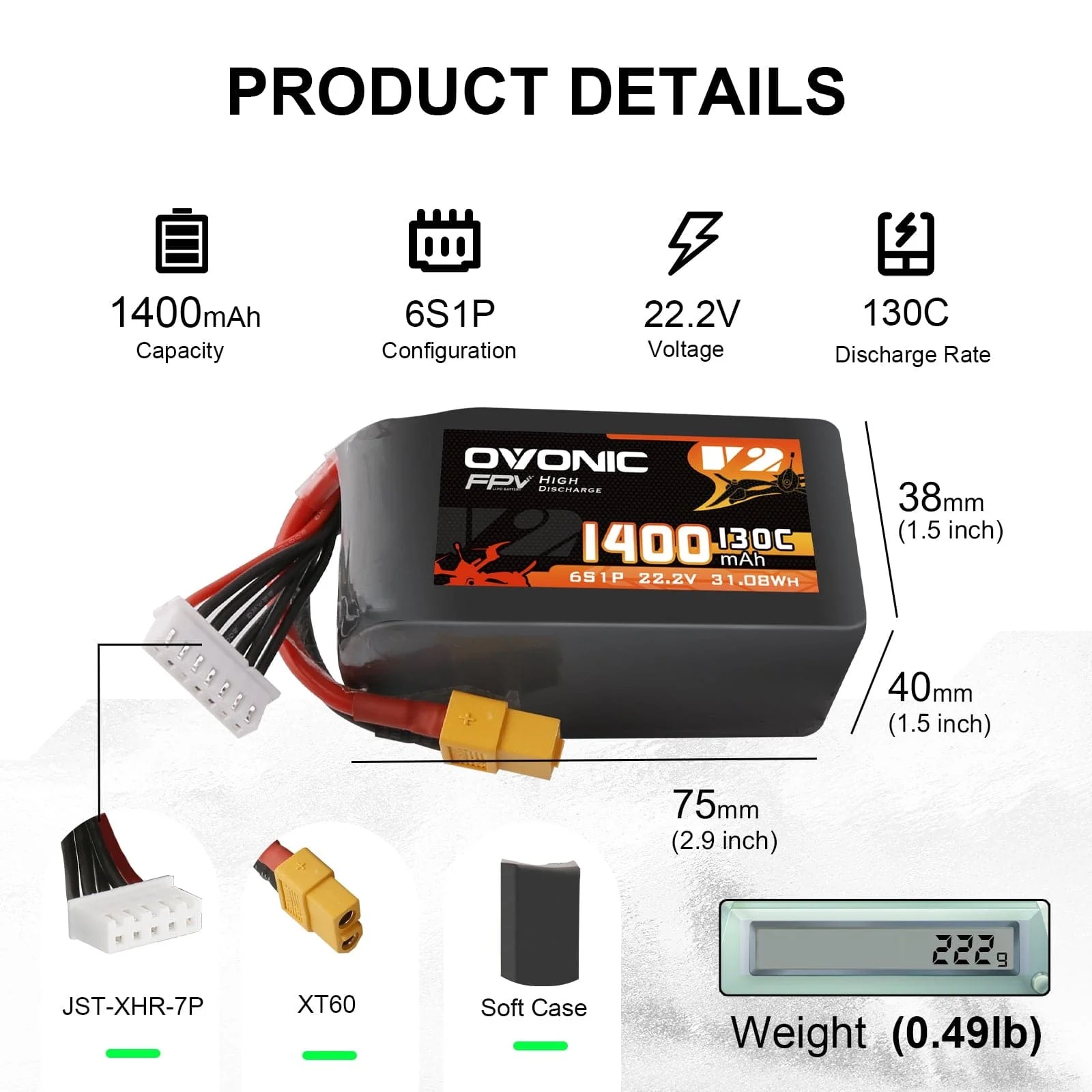 Batería LiPo Ovonic 6S 22.2V 1 - Fpv Drone Goggles reseña y precio